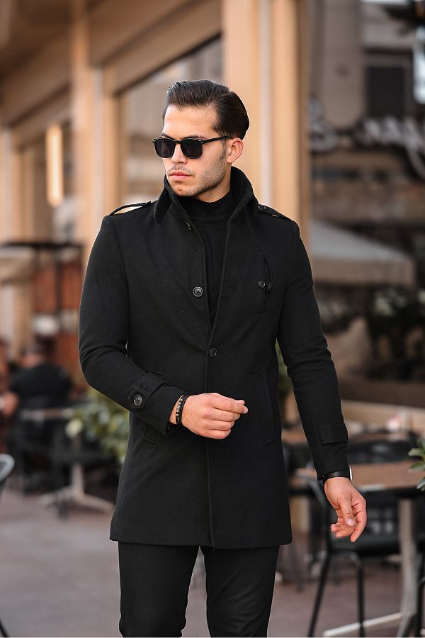 Men's stand collar wool coat sale