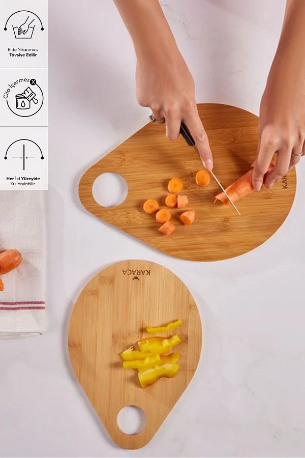 Karaca-2-Piece Drop Bamboo Board - 28/33 Cm 226PSERI 1