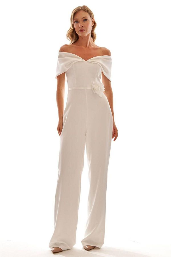 Elbisemhazır-Women's Low Sleeve Satin Jumpsuit 1