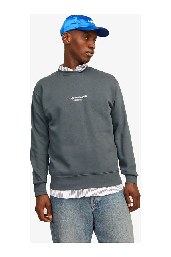 Jack Jones Men s Sweatshirt Jack Jones Crew Neck 12241694 Grey Trendyol