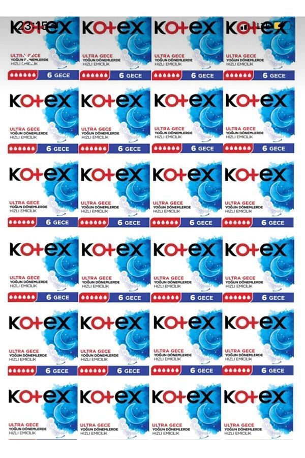 Kotex-Single Night Sanitary Pads 24 Packs of 6 1
