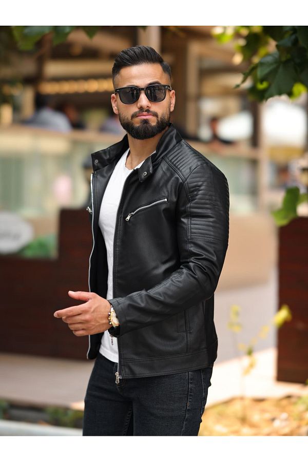 MerStore New Season Black Slim Fit Men s Leather Jacket with Fur Inside Trendyol