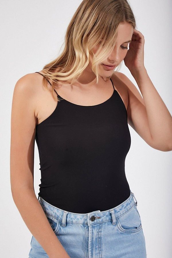 Black spaghetti strap blouse hotsell