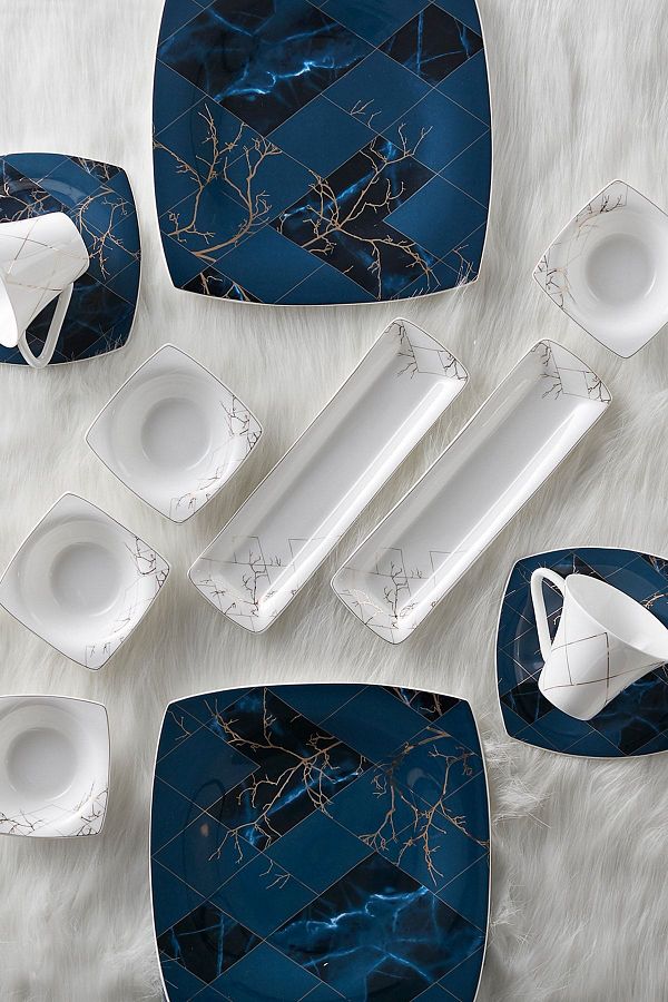 Karaca-Fine Pearl Midnight 26 Pieces Pearl Breakfast Set for 6 People Square 1