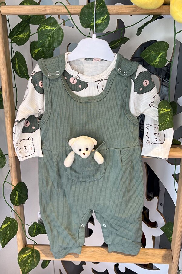 ADABEBEK Fitilli Ayıcık Aksesuarlı Salopet Takım 1427