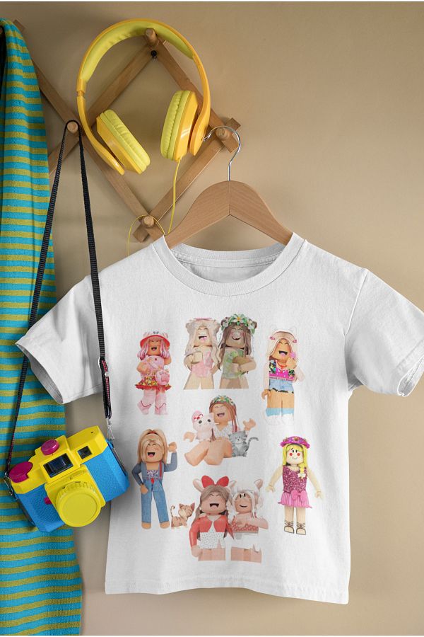 MAGORS-TRIOU COPII MÂNECĂ SCURTĂ BUMBAC CU MÂNECĂ ROBLOX FETE IMPRIMAT 1