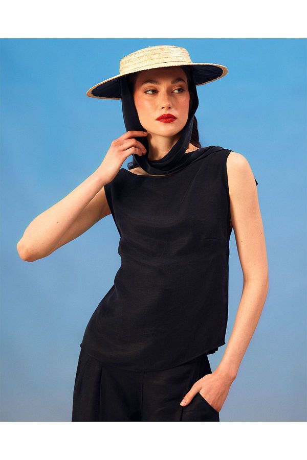Towdoo-Decima Black Cupro Straw Hat 1