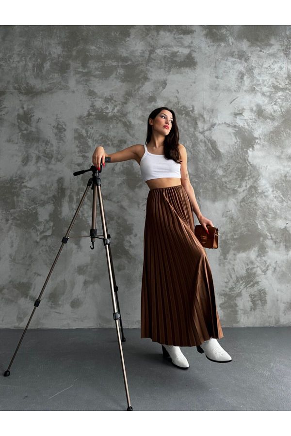 Sea Queen High Waist Shiny Pleated Women s Skirt