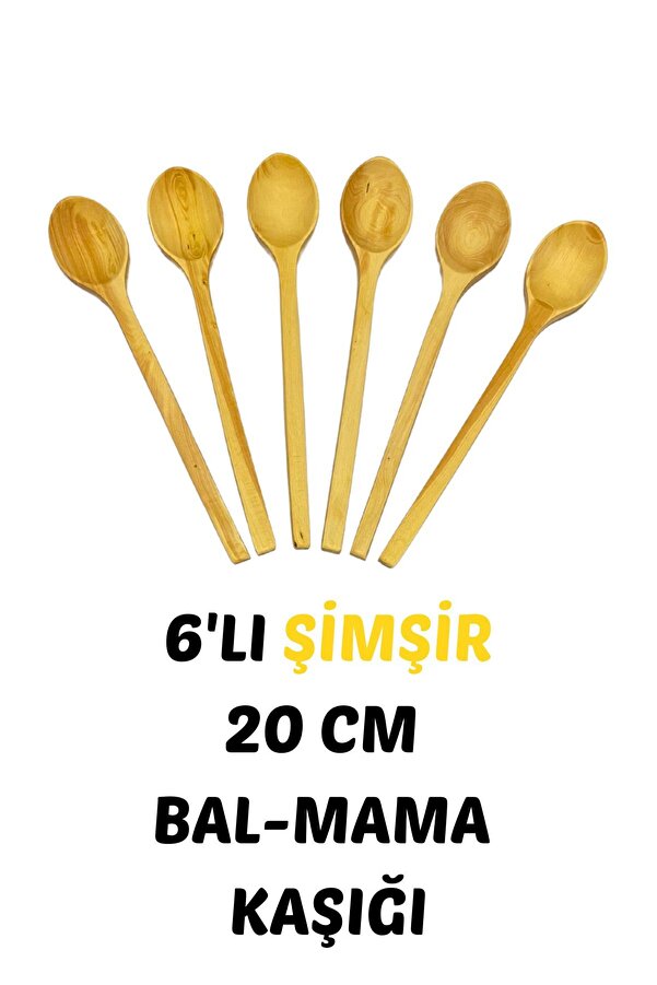 Kitchen Mania 6'lı şimşir bal-mama kaşığı-tahta kaşık-