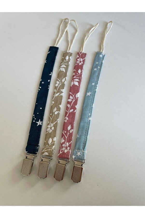 runbaby Run Baby Desenli Müslin Emzik Askı Set ( 4 Adet)