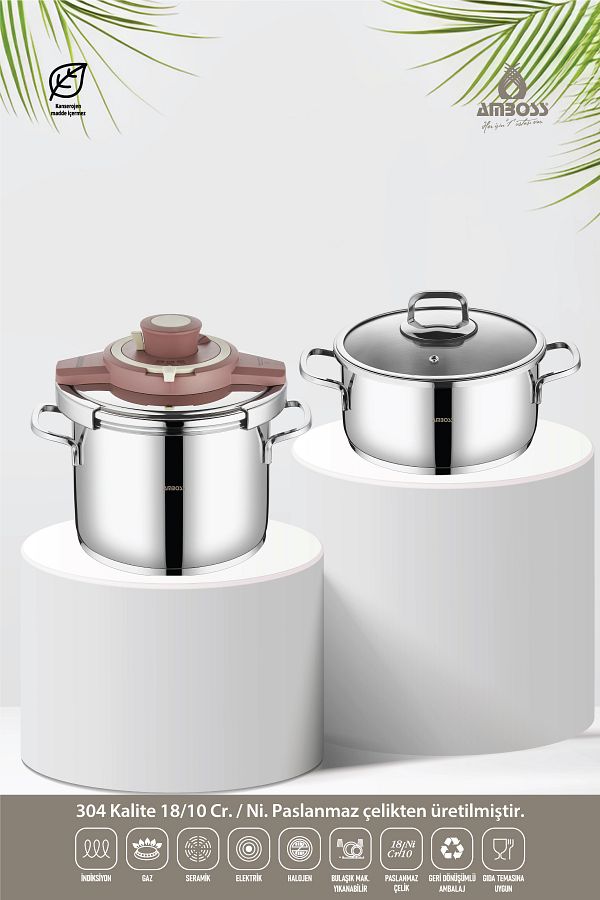 Amboss Ocean 4 6 Liter Matic Pot Set With Pressure ROSE Trendyol