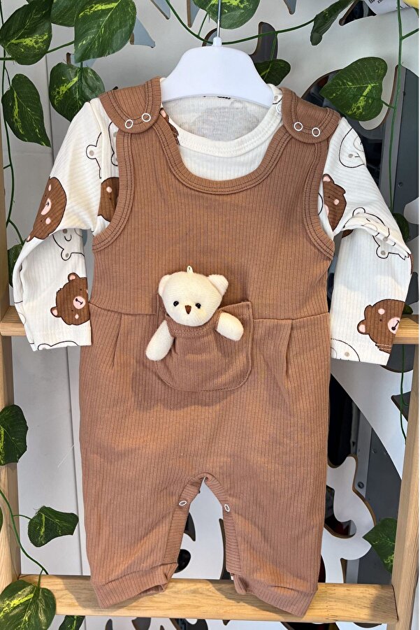 ADABEBEK Fitilli Ayıcık Aksesuarlı Salopet Takım 1427