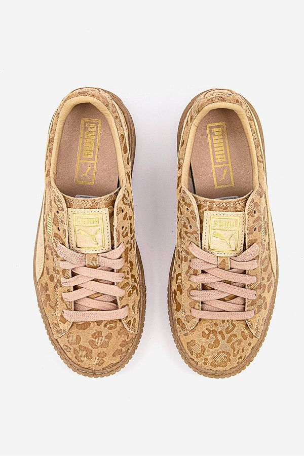Puma Women Basket Platform Leopard Sportwear Shoes Tan Trendyol