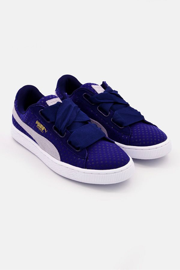 Puma Women Basket Heart Denim Lace Up Shoes Twilight Blue Trendyol