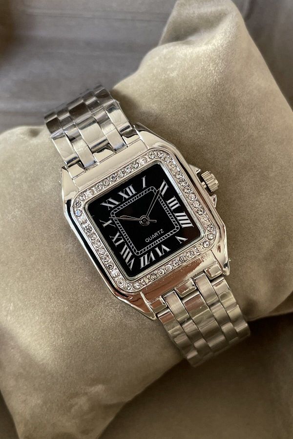 Leerybee-Mini Jewelled Case - Women's Wristwatch with Silver Metal Cord, Birthday Gift for Lover 1
