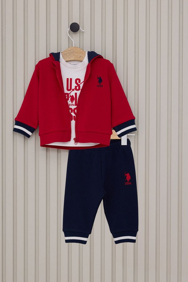 U.S. Polo Assn. Baby Boy Red 3 Piece Set Trendyol