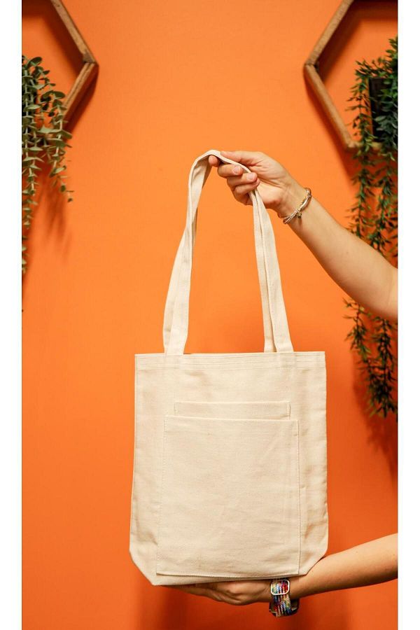 VELVQ Canvas Gabardine Shoulder Bag 2 Pockets Casual Use Cloth Bag.the Tote Bag Trendyol