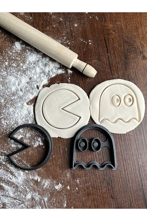 Dummy13-Pac-Man and Ghost 2-Piece Set Cookie Mold Cookie Shaper Cookie Cutter 1