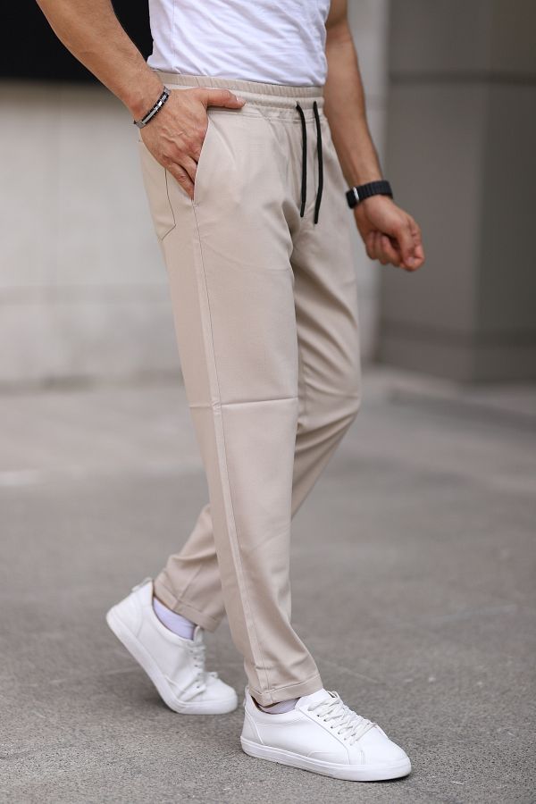 Cream fitted joggers hot sale
