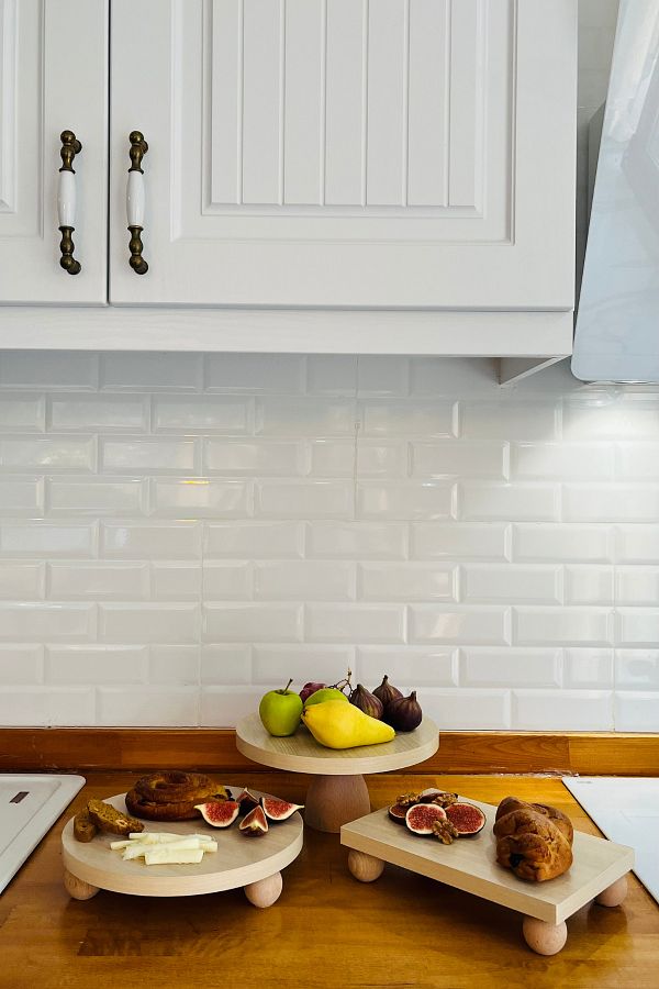 justwood-3-piece Mdf Plate Beech Footed Small Presentation Set 1