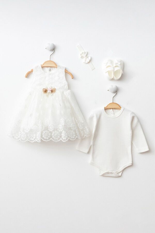 Petite Ponpon Baby Kız Bebek Mevlüt Elbisesi 4'lü Set