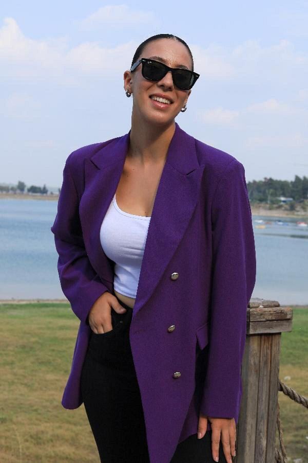 Long purple blazer sale
