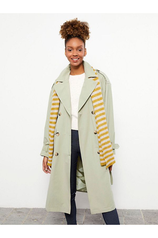 LC Waikiki Oversize Women s Trench Coat Straight Jacket Collar Trendyol