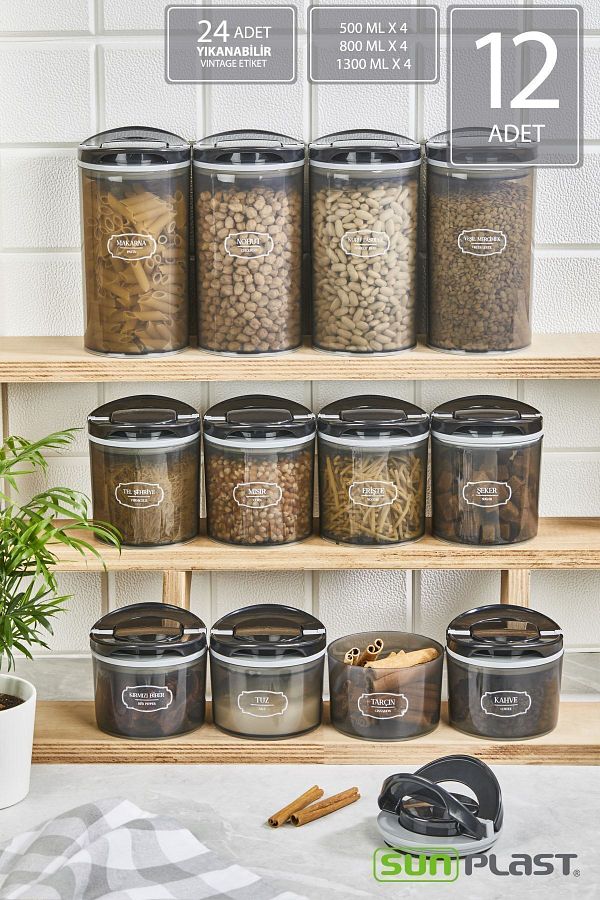 Sunplast-12-Piece Storage Container Set - With Leak-Proof Ergonomic Lid - Anthracite Food Container 1