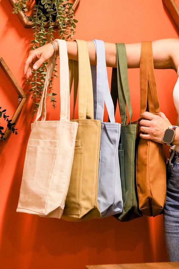 VELVQ Canvas Gabardine Shoulder Bag 2 Pockets Casual Use Cloth Bag.the Tote Bag Trendyol