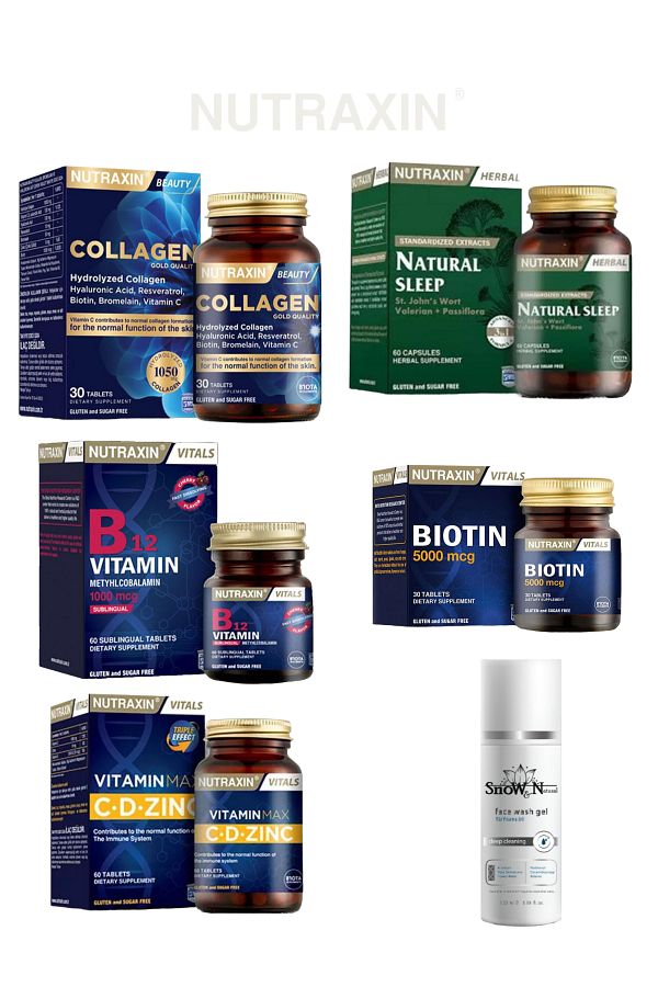 Nutraxin-Vitamin Max C-d-zinc60+b12 Tablet - Natural Sleep, Biotin 5000 Mg, Collagen 30 Tablets 1