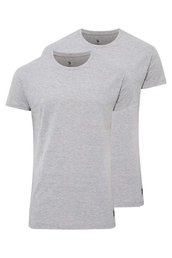 U.S. Polo Assn.-Πόλο Ασν των ΗΠΑ. 80197 Ανδρικό εσώρουχο 2 τεμαχίων με στρογγυλή λαιμόκοψη, μισό μανίκι, γκρι 1