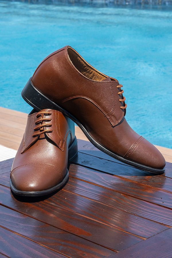Elevold-7/ 9 Cm Height Increasing Hidden Heels Handmade Brown Oxford Model Men's Shoes Groom's Shoes 1