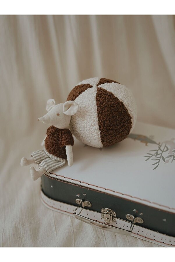 bohemoon Teddy Çıngıraklı Topum Kahve - Krem  (12 cm)