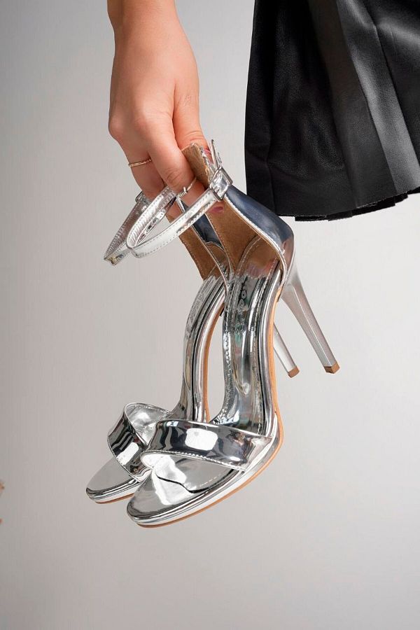 Silver mirror shoes hotsell