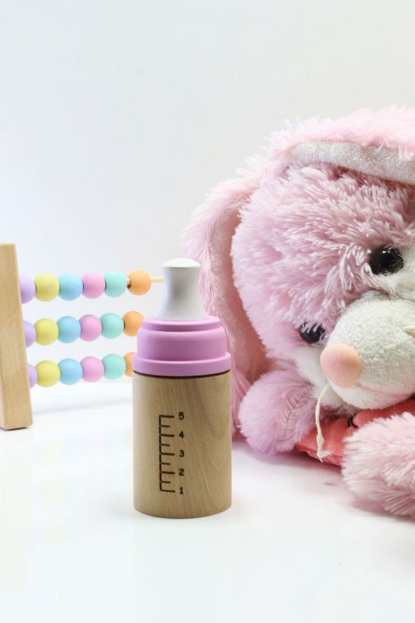 Monchi Wooden Baby Bottle Toy Decorative Gift Baby Bottle Pink Color Trendyol