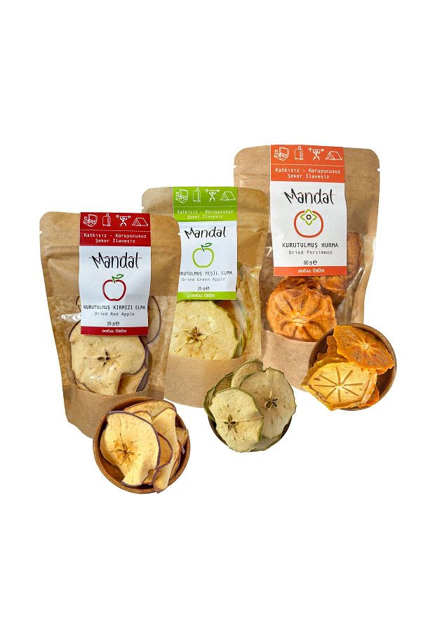 Mandal-100 جرام تمر مجفف، شرائح التفاح الأخضر والأحمر 1