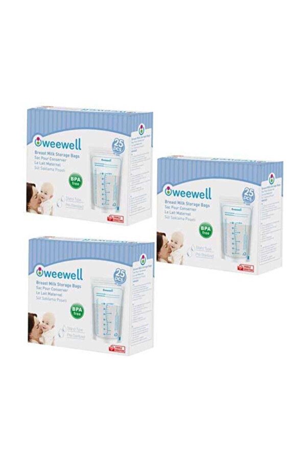 Weewell Wms825r3 Üçlü Süt Saklama Poşeti 25 Li