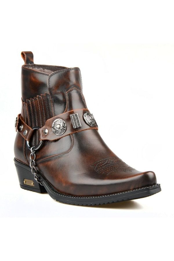 FootCourt Brown Fur Lined Western Cowboy Boots Trendyol