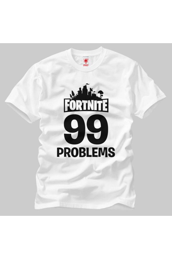 Crazy-Fortnite 99 Problems On White Men's T-Shirt 1