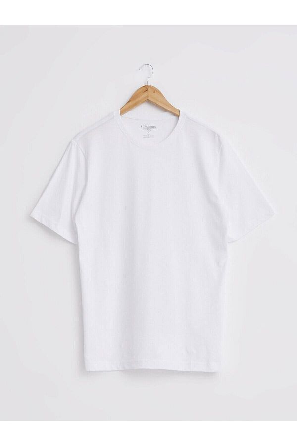 LC Waikiki-Мъжка бяла тениска с кръгло деколте Basic С къс ръкав Cotton Basic от вашия моден стил 1