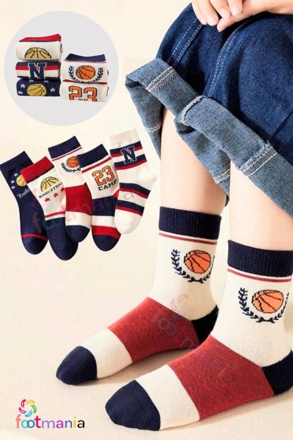 footmania 5 Çift Çocuk Basketbol Çorap Seti (Comfort Kids)