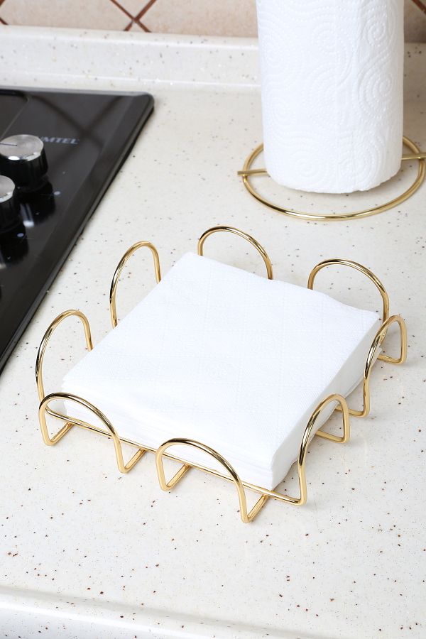 MultiStore-Stainless Gold Metal Napkin Holder and Napkin Organizer 1