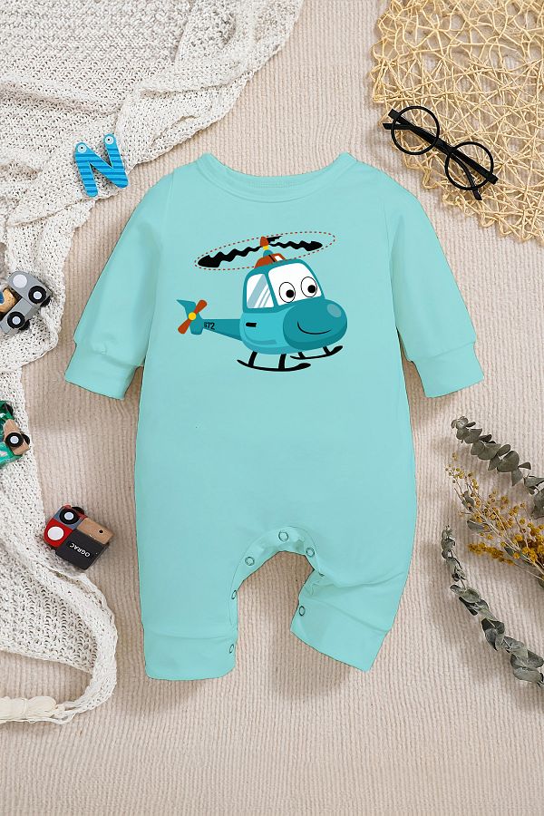 ADABEBEK-Baby Boy Helicopter Zoom Jumpsuit - with Snaps from the Bottom 22224 1