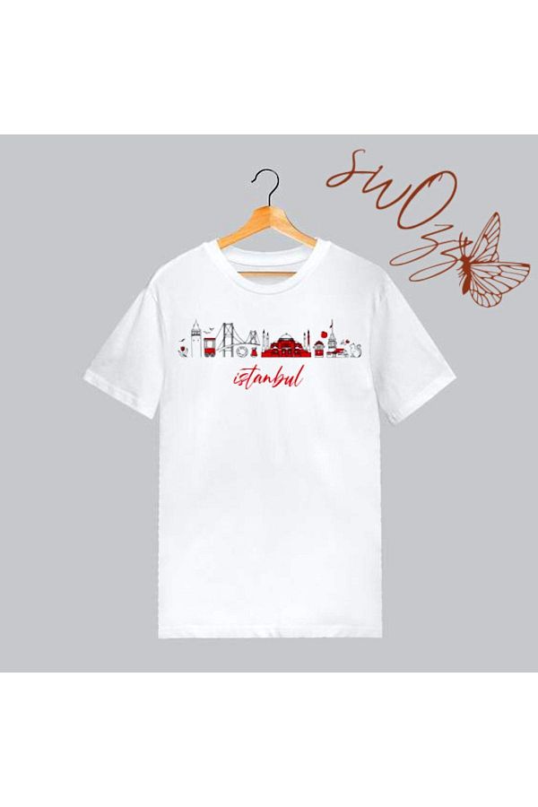 White t shirt red writing top