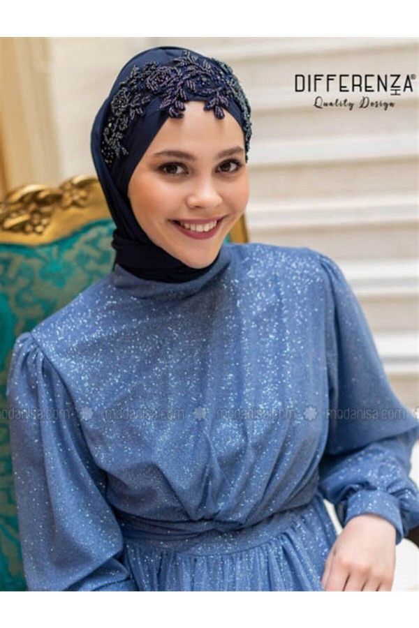 Differenza-Navy Blue Sultan Wrap Shawl 1