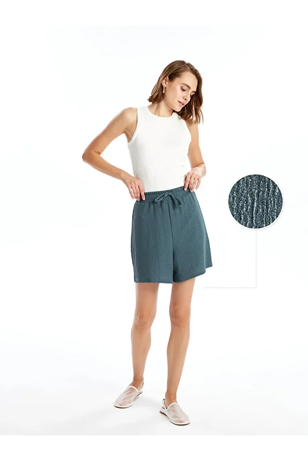 LC Waikiki-LCWAIKIKI Basic Dark Gray Women's Plain Shorts with Elastic Waist 1