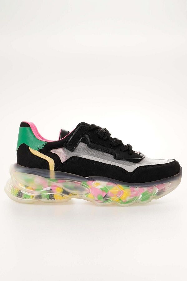 CZ London Damen Sportschuhe Bunte Gelsohle Transparent Schnurschuhe Trendyol