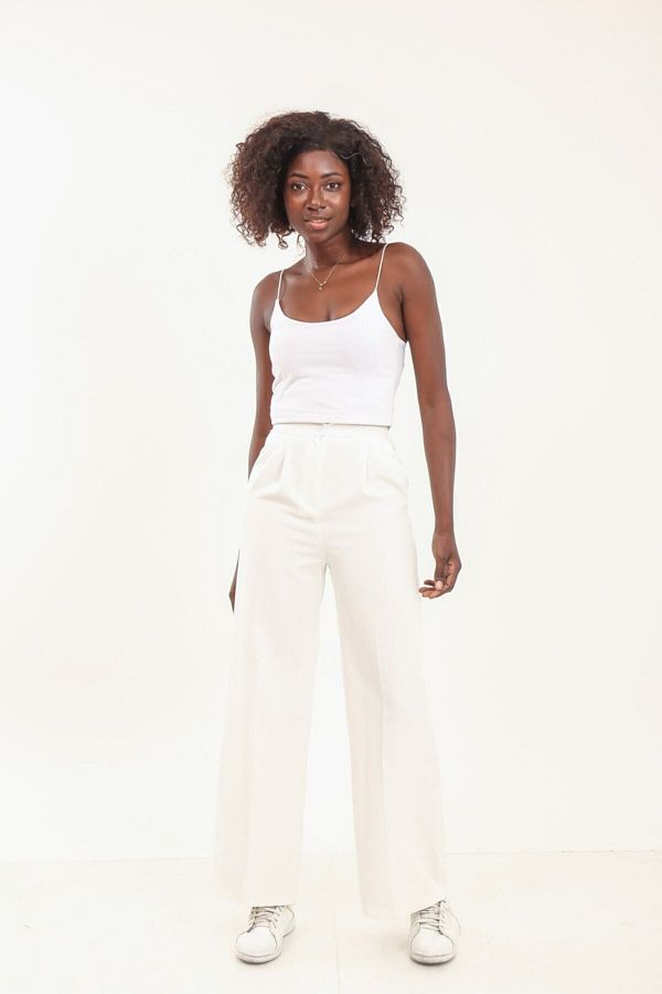 WoolnClyde Women s High Waist Wide Leg Pleated Flowy Fabric Palazzo Trousers Trendyol