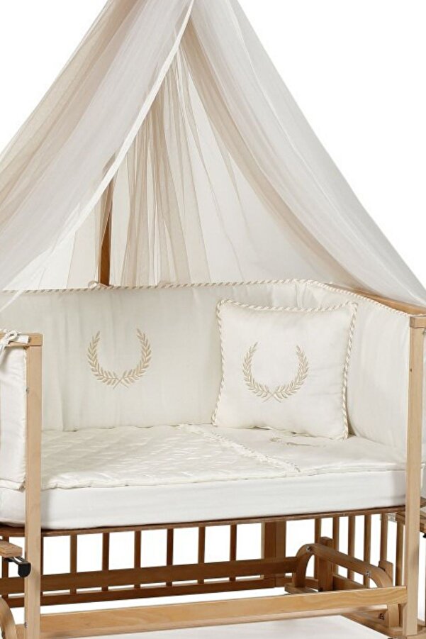 EGEBABY Bebek Uyku Seti 70x110 Cm, Krem 9 Parça, Bej Leaf