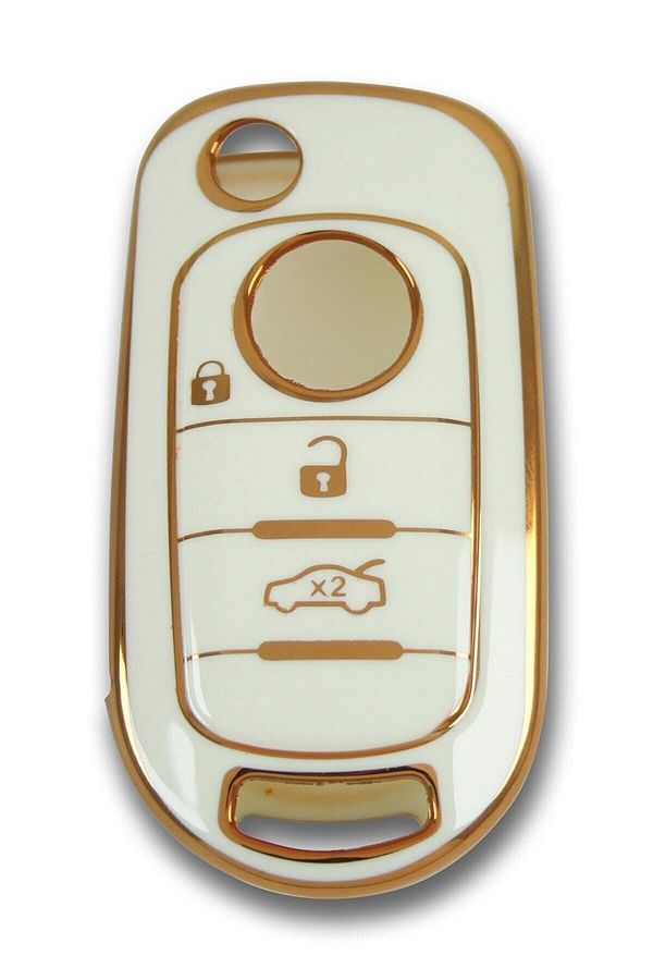 GMA KEYS-Luxury Fiat Egea Switchblade 3 Button Nano Key Case White Gold Color 1.Ci Quality 1